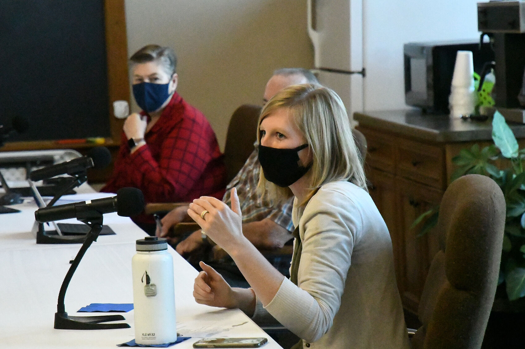 Sherri Bootsma asks question in meeting